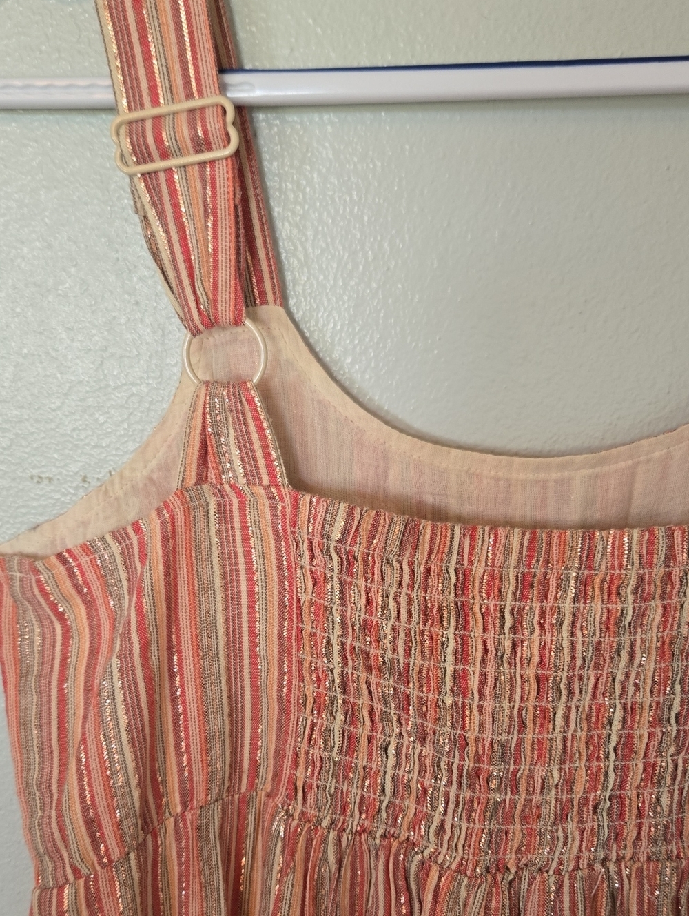 Linda Anderson | Rose Striped Multicolored Tiered Smocked Sun Dress Size Medium - Picture 8 of 13